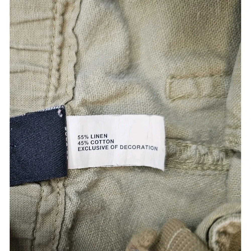 Vintage Baby Gap Linen Cotton Cargo Shorts‎ Tan Khaki 12-18 Months Y2K 2003